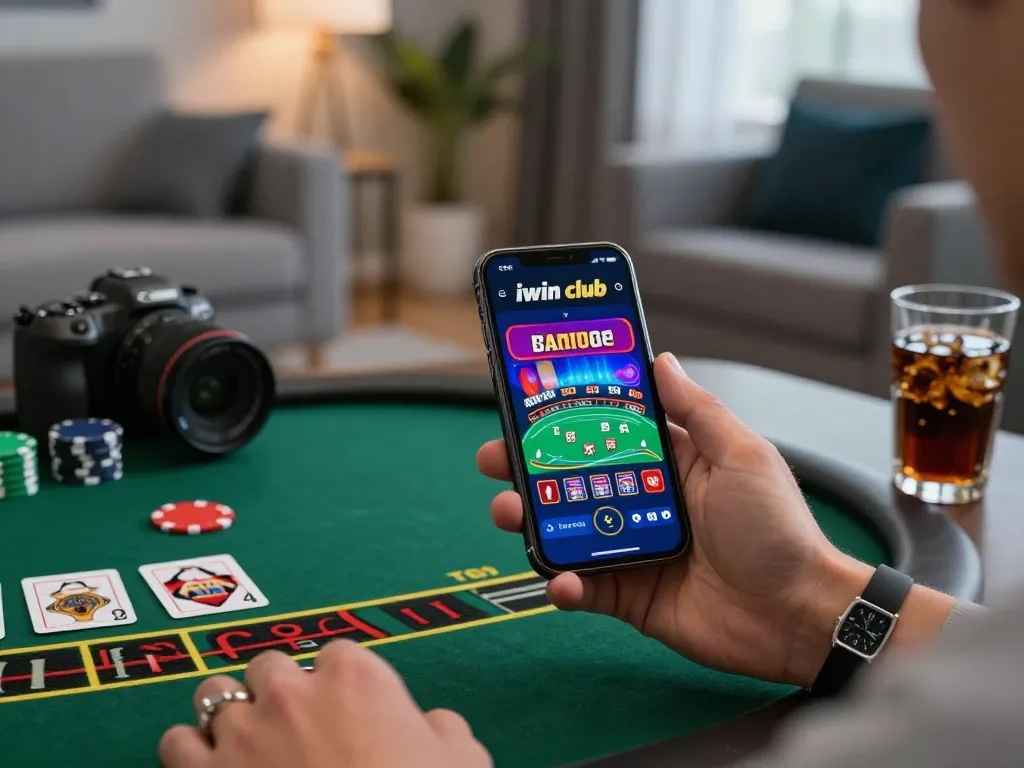 Player enjoying the iwin club app showing an engaging blackjack game on their smartphone