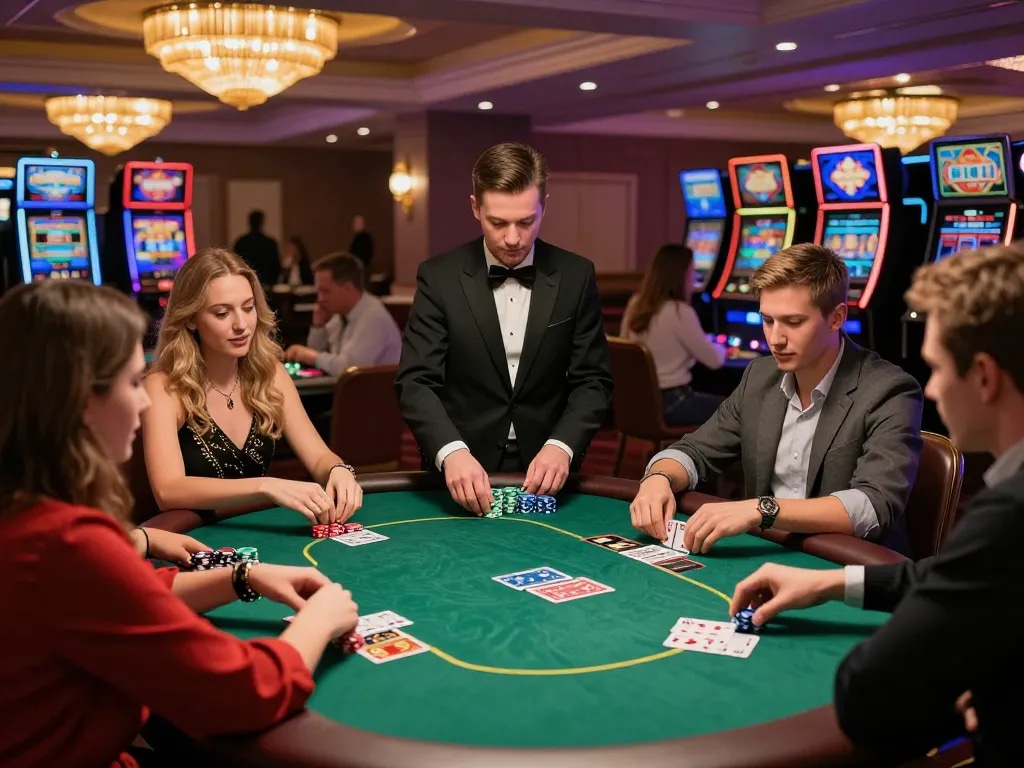 Players enjoying thrilling poker action at twiin68 casino, showcasing strategic gameplay and excitement.