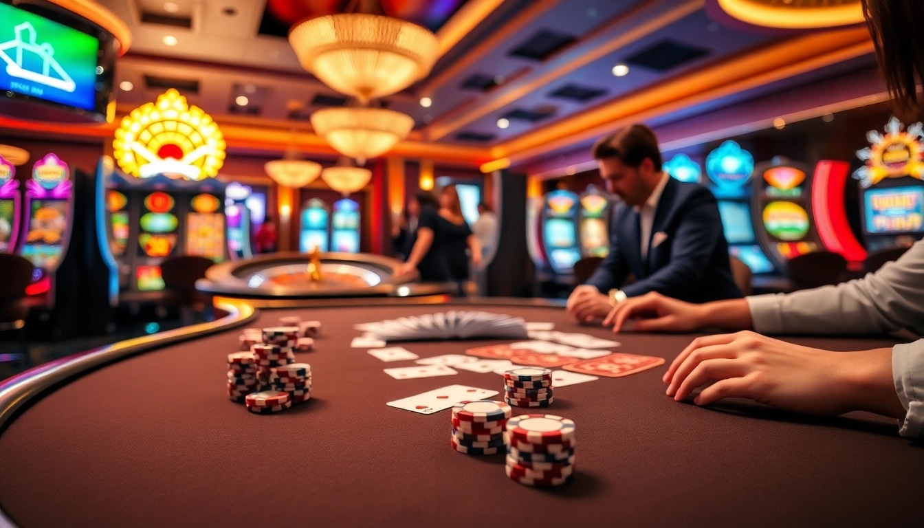 Players engaging with the dynamic PG88 casino experience, showcasing excitement at the poker table.