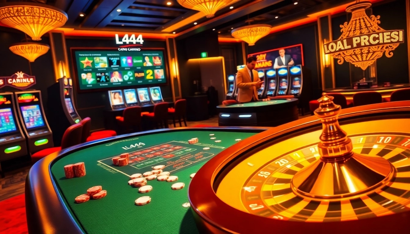 Experience thrilling online gambling with L444’s vibrant casino environment featuring poker tables and exciting gaming options.