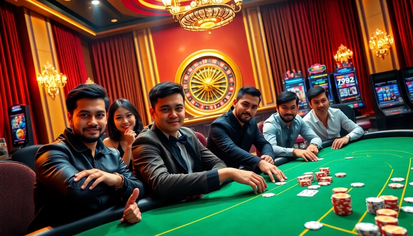 Players engaged in high-stakes poker at Nhà Cái 789win, showcasing casino excitement and luxury.