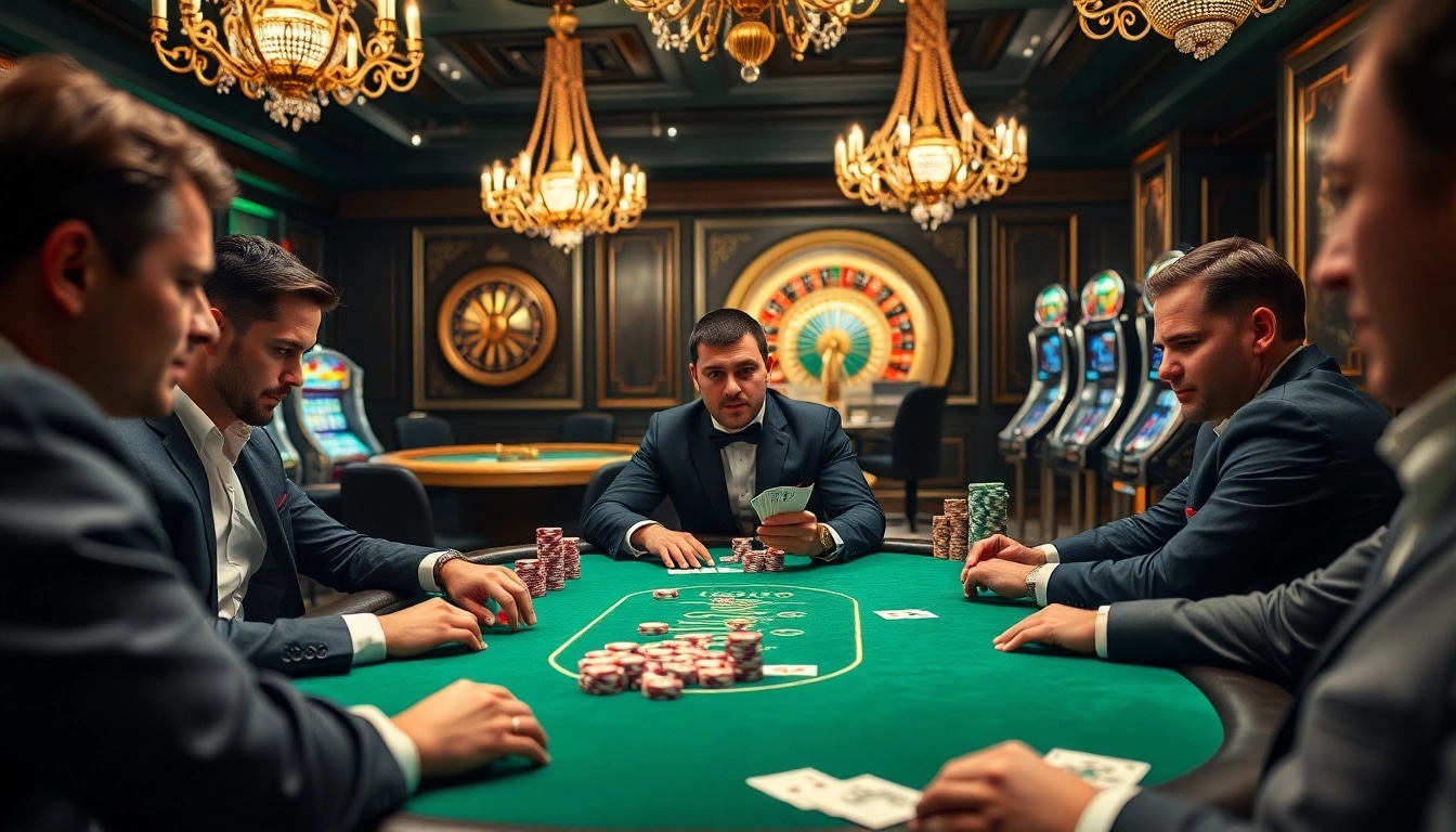 Experience the thrill of poker at 789F with professional players, vibrant chips, and luxurious ambiance.