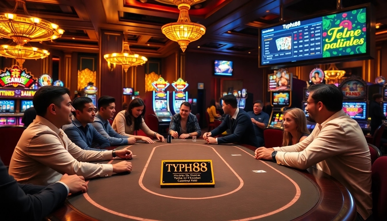 Players engaging in a thrilling casino game at Typhu88, showcasing excitement and luxury.