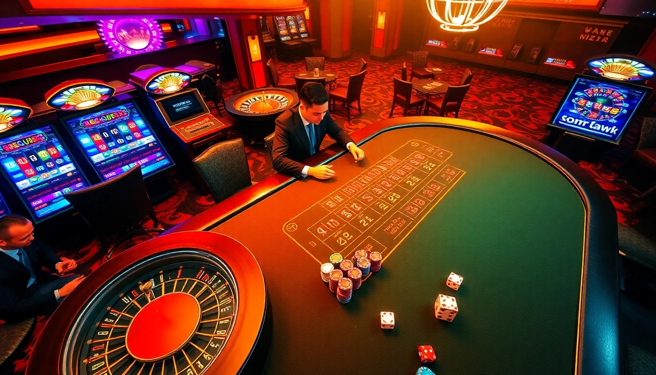 Engaging poker gameplay at Sumclub's vibrant casino environment with colorful chips and excitement.