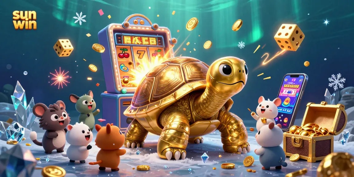 Experience sun win excitement with a colossal tortoise arcade and jackpot symbols bursting with prizes!