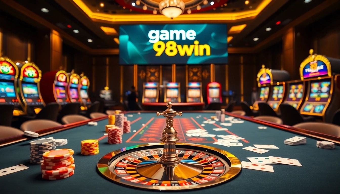 Experience the excitement of game 98win at a luxurious casino gaming table.