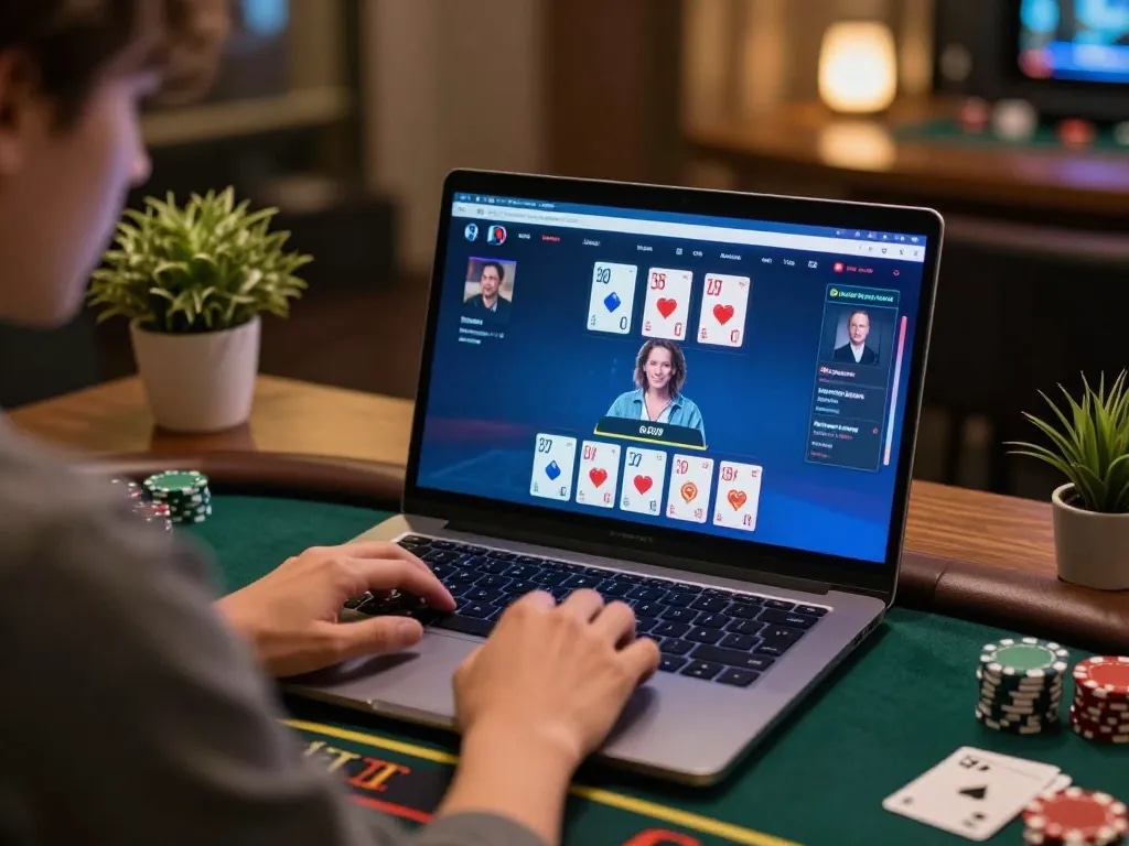 KJC player engaging in live dealer blackjack online, showcasing thrilling gameplay and personalized atmosphere.