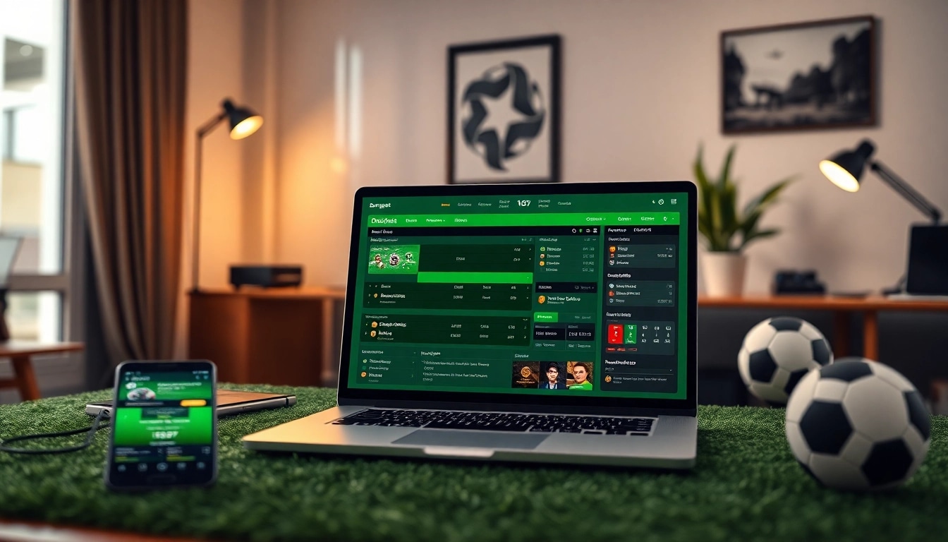 Bongdanet's dynamic football news interface showcasing live scores and updates in a modern home office.