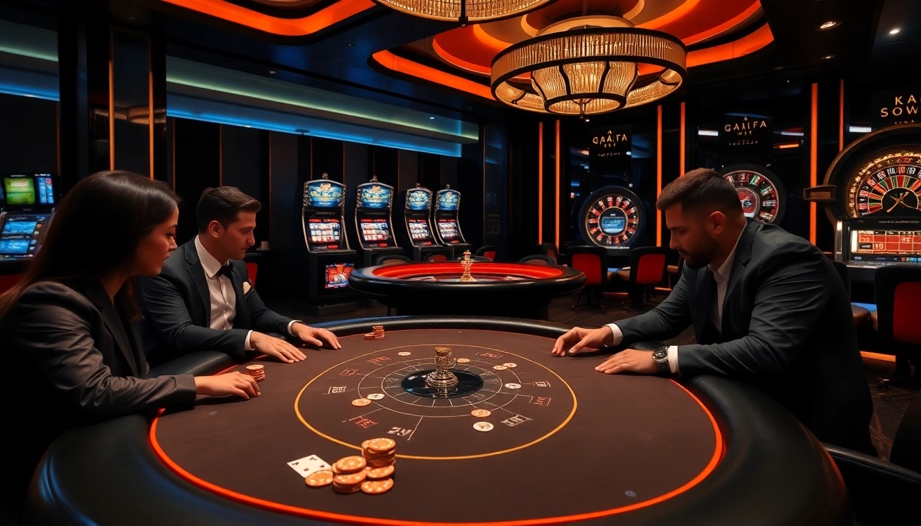 Players enjoying a high-stakes game on the qqalfa poker table with vibrant visuals.