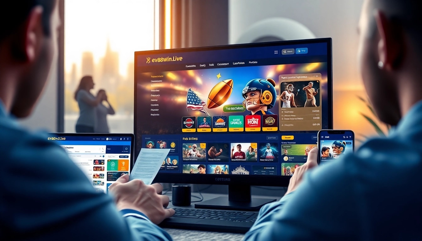 Interactive online betting interface showcasing ev88win.live casino and sports options.