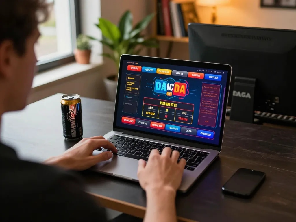 Engaging online gambling session on DAGA platform, featuring live betting interface and a gamer focused on strategy.