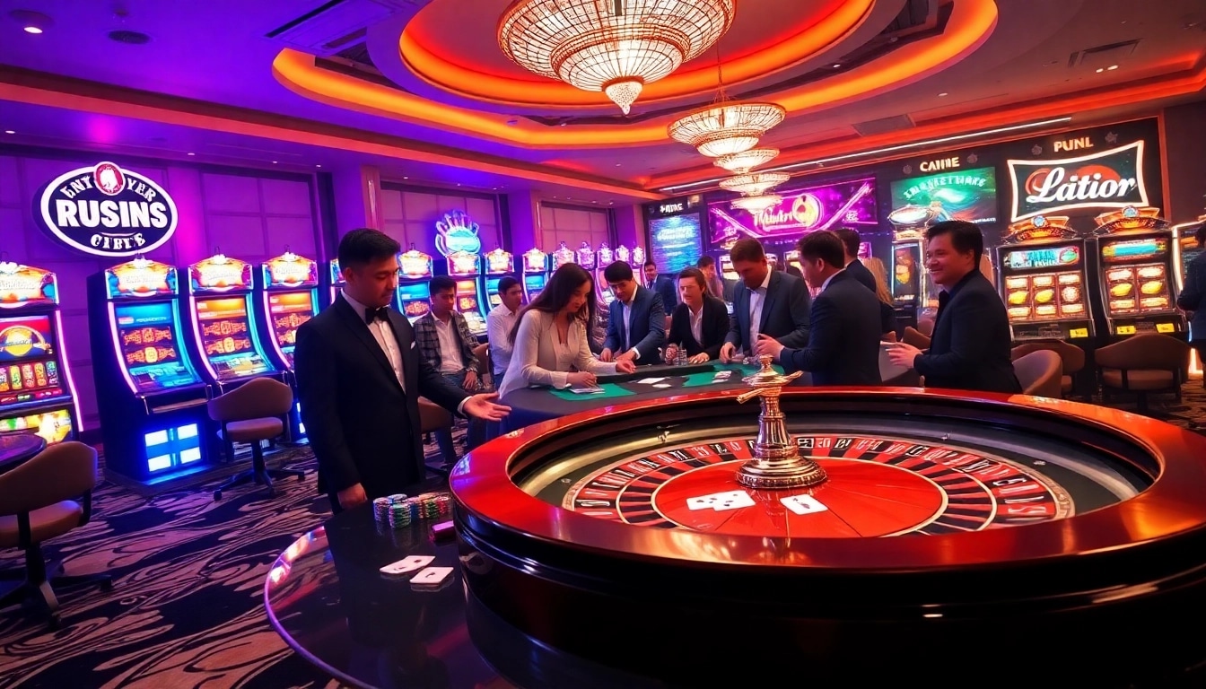 An engaging casino scene featuring roulette gameplay at https://kuwin1.club/ with players and vibrant atmosphere.
