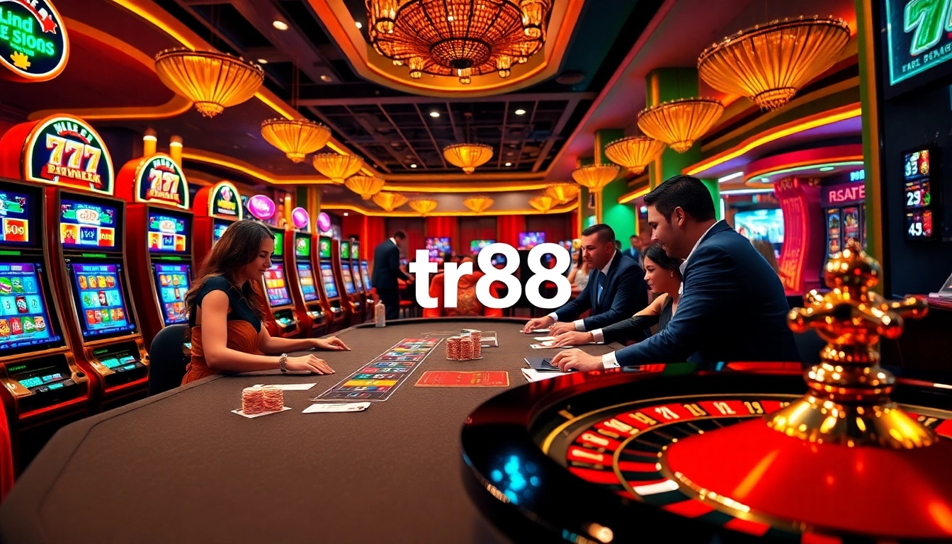 Experience the thrilling atmosphere of tr88 gaming with luxurious casino elements and vibrant excitement.