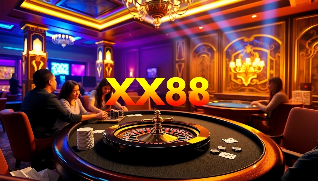 Experience the vibrant excitement of gambling at XX88's luxurious casino.