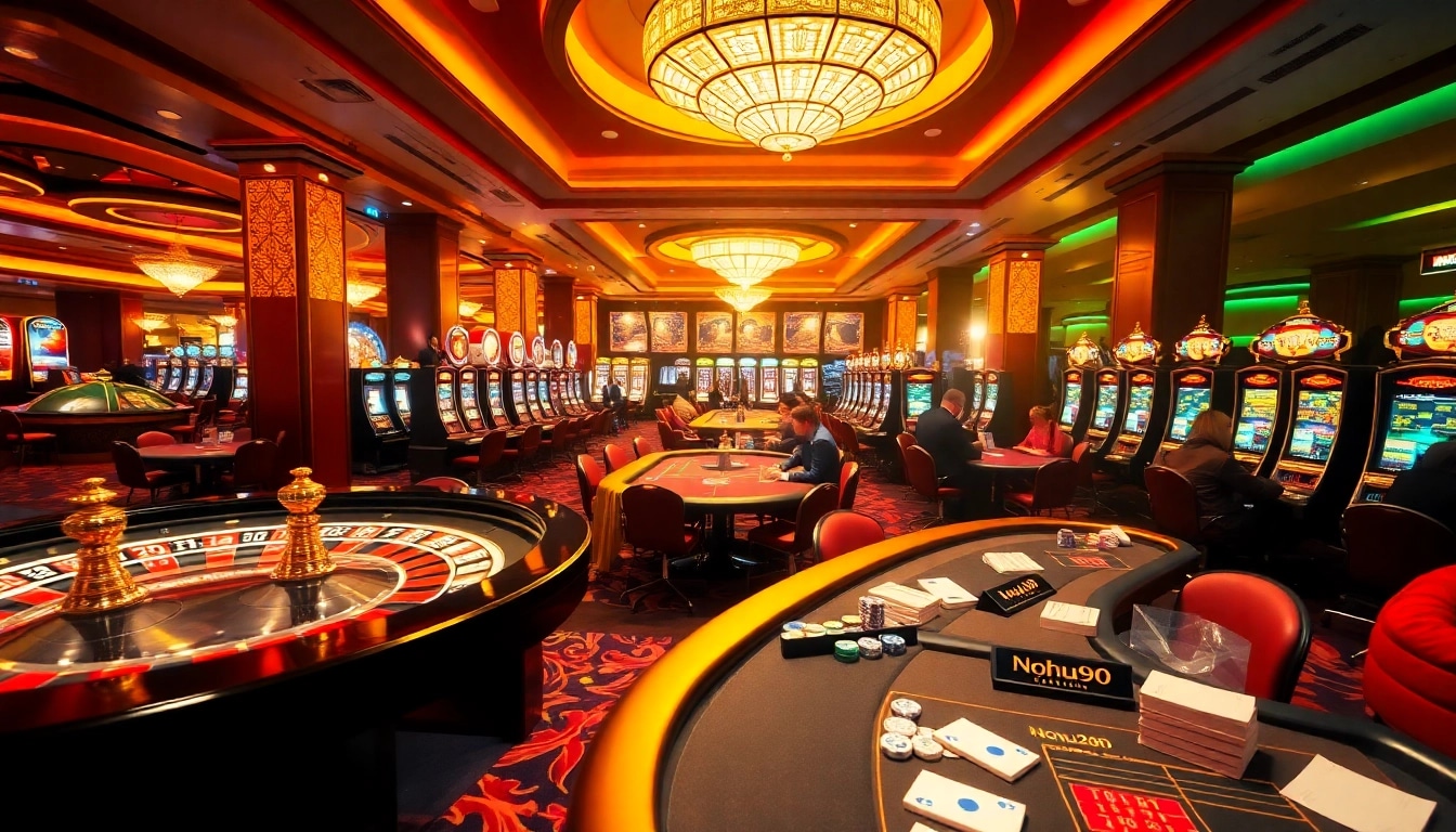 Experience the excitement of nohu90.com with vibrant casino tables and poker games.