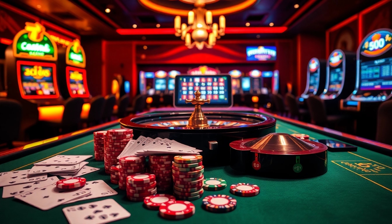Experience the excitement of trang chủ 69vn with vibrant casino elements like poker chips and cards.