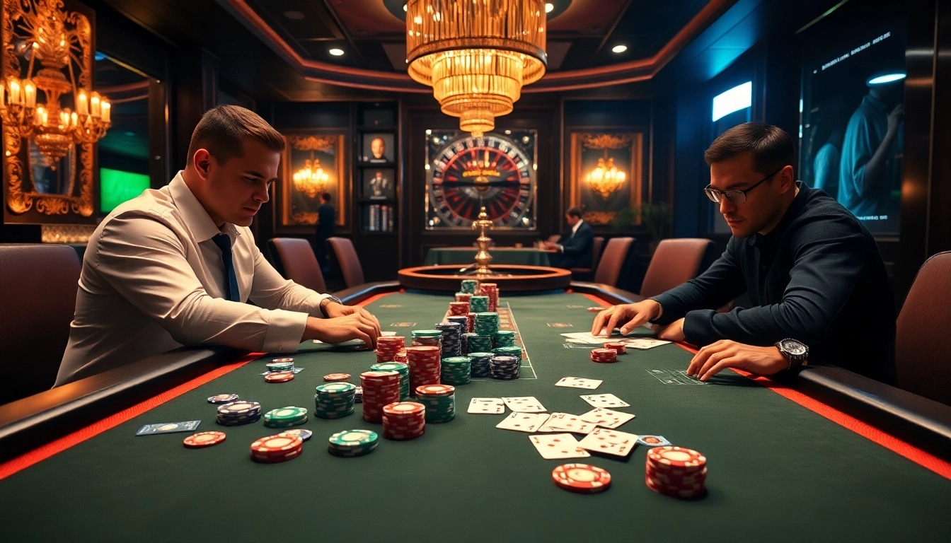 Exciting casino scene with MK8 strategy focused on high-stakes poker games and digital betting.