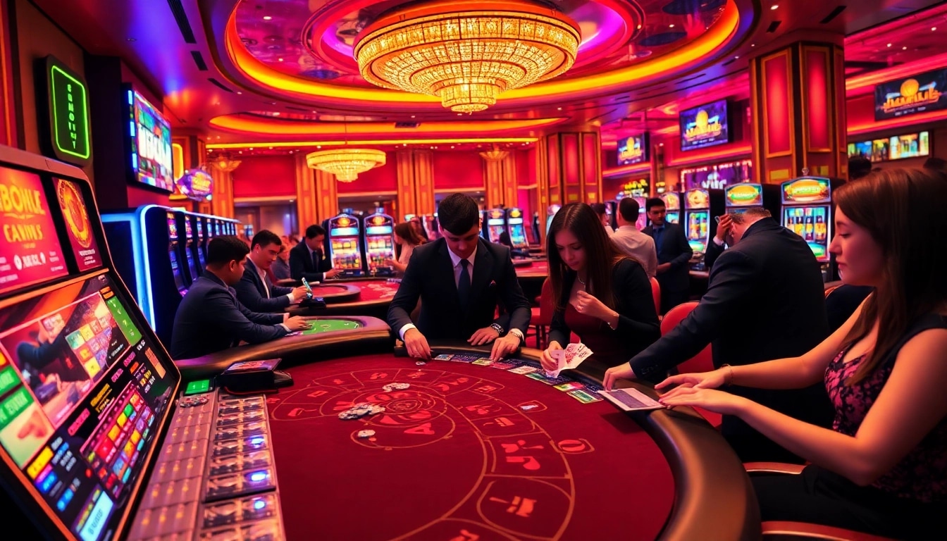 Experience the thrill of IBOSLOT gaming surrounded by vibrant casino excitement and action.