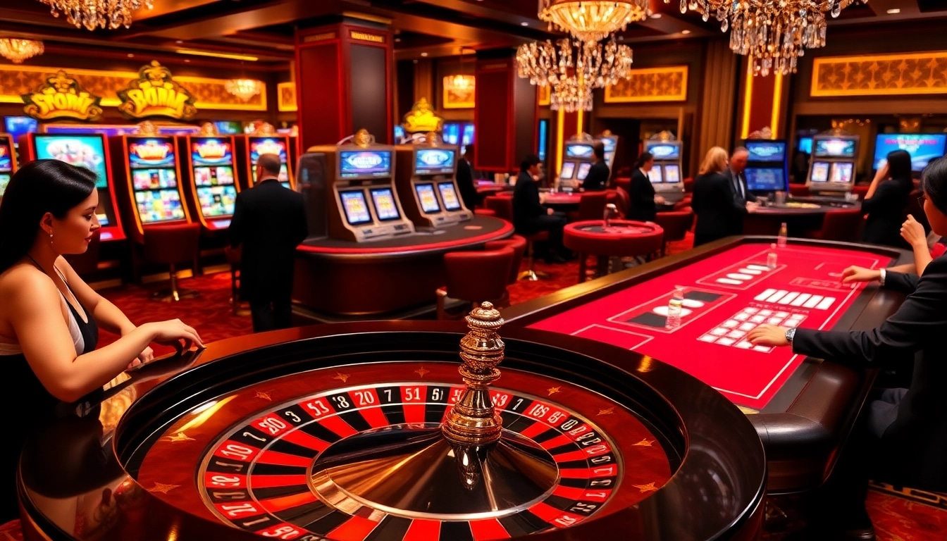 Experience the thrill of Go8 gambling with vibrant casino visuals featuring roulette, slots, and poker.