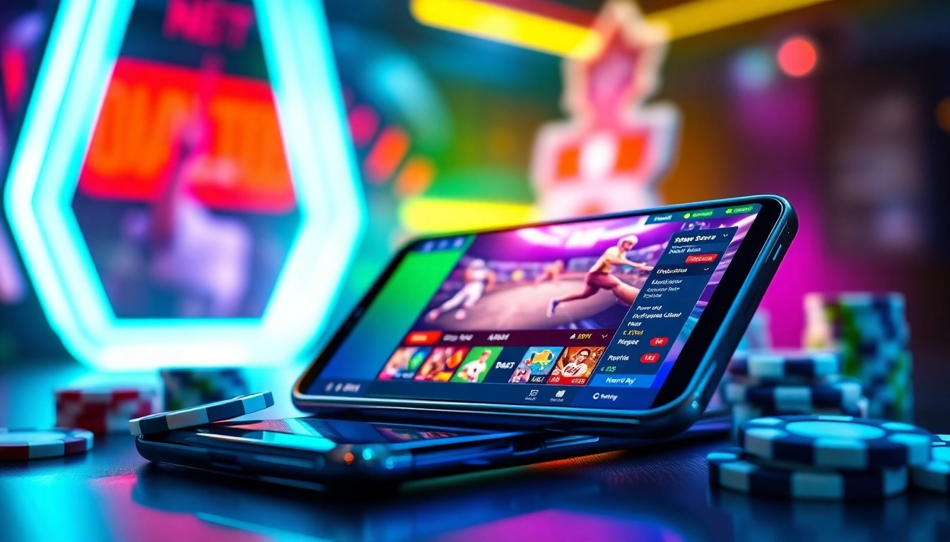 Exciting online gaming experience on a Samsung S8 with vibrant casino graphics