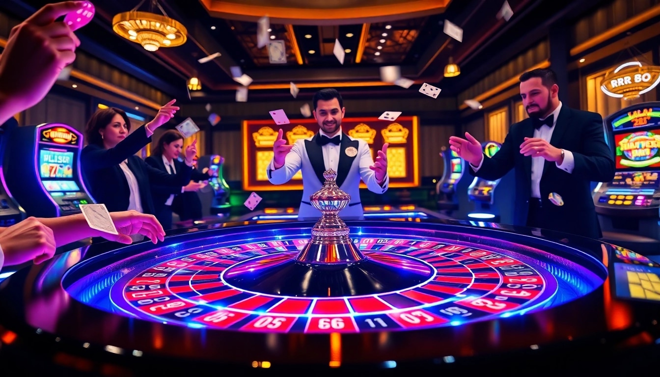 Players enjoy an exciting gaming experience at RR88's vibrant casino table.