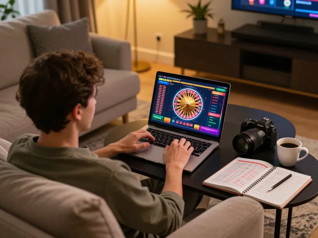 Engaging in online gaming at cm88, enjoying roulette with strategic notes.