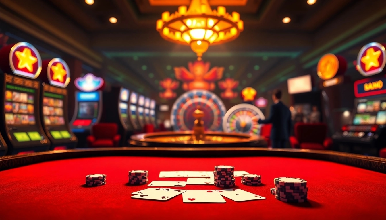 Players enjoying an engaging casino experience at https://tt88vip.top/ with dynamic tables and vibrant slot machines.