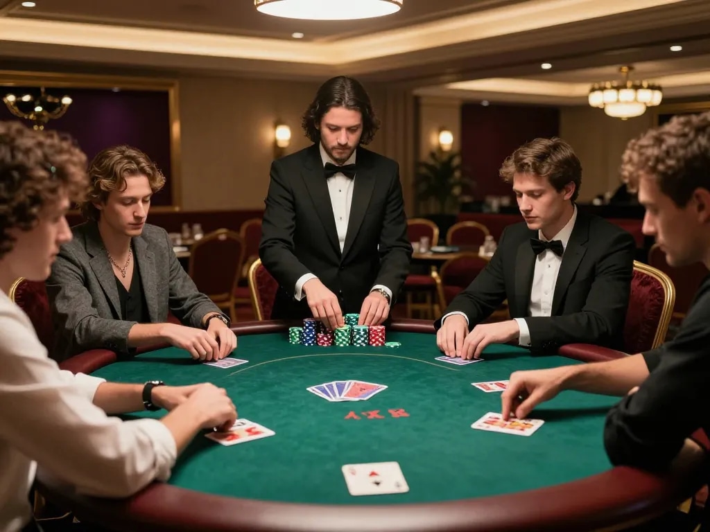 Players skillfully placing bets at a high-stakes poker game, epitomizing the strategic edge of ok365 gaming.