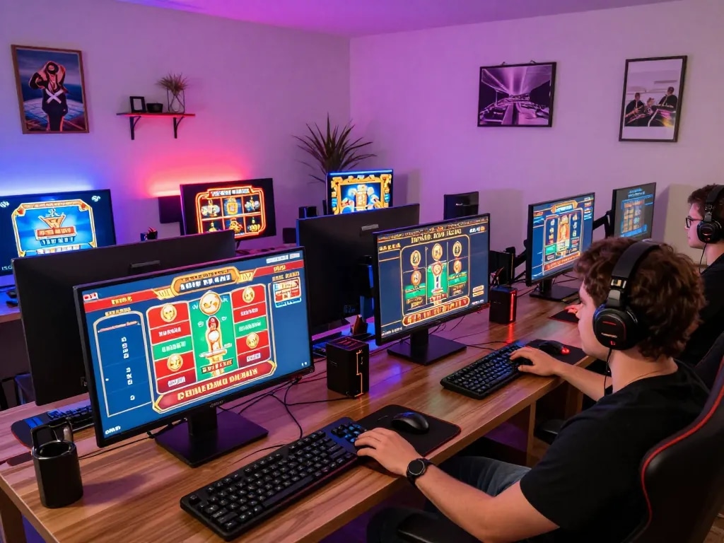 Engaged player enjoying sbobet online casino games at a modern gaming setup.