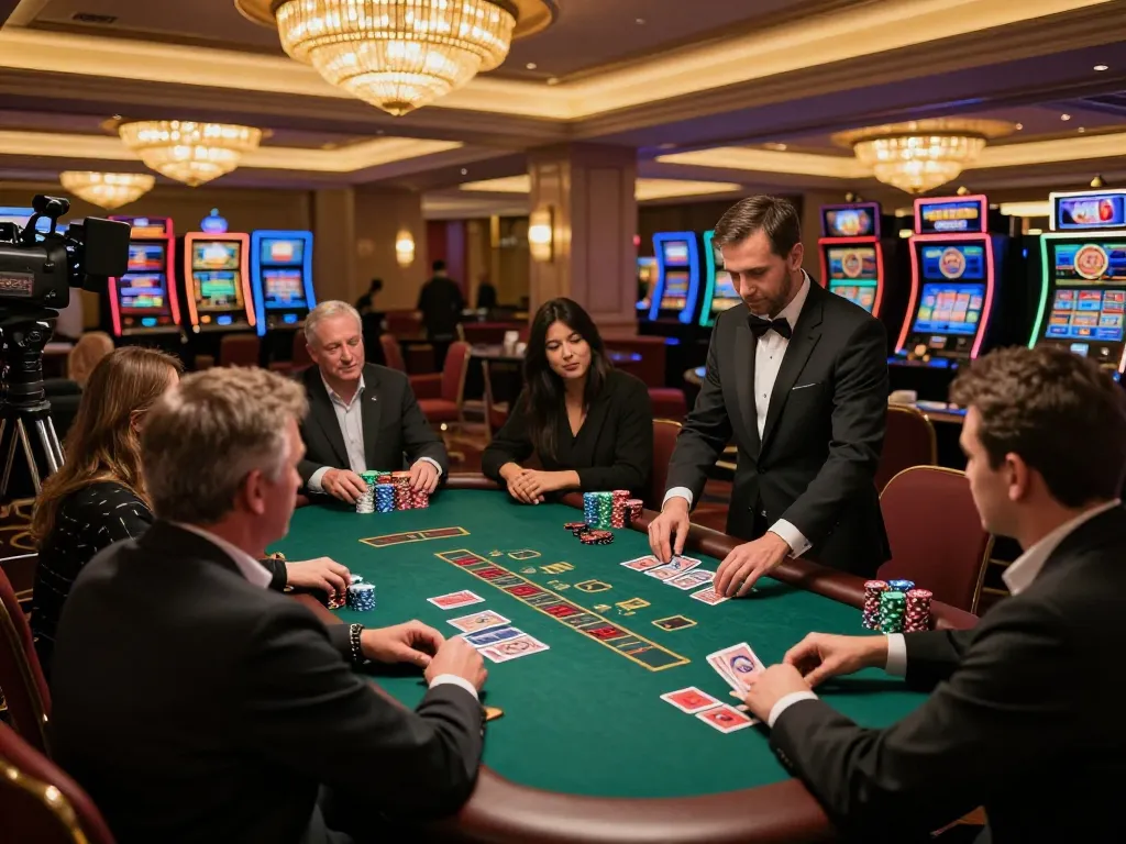 Players at AU88 enjoying a blackjack game with lively dealer actions, showcasing the excitement of casino gaming.