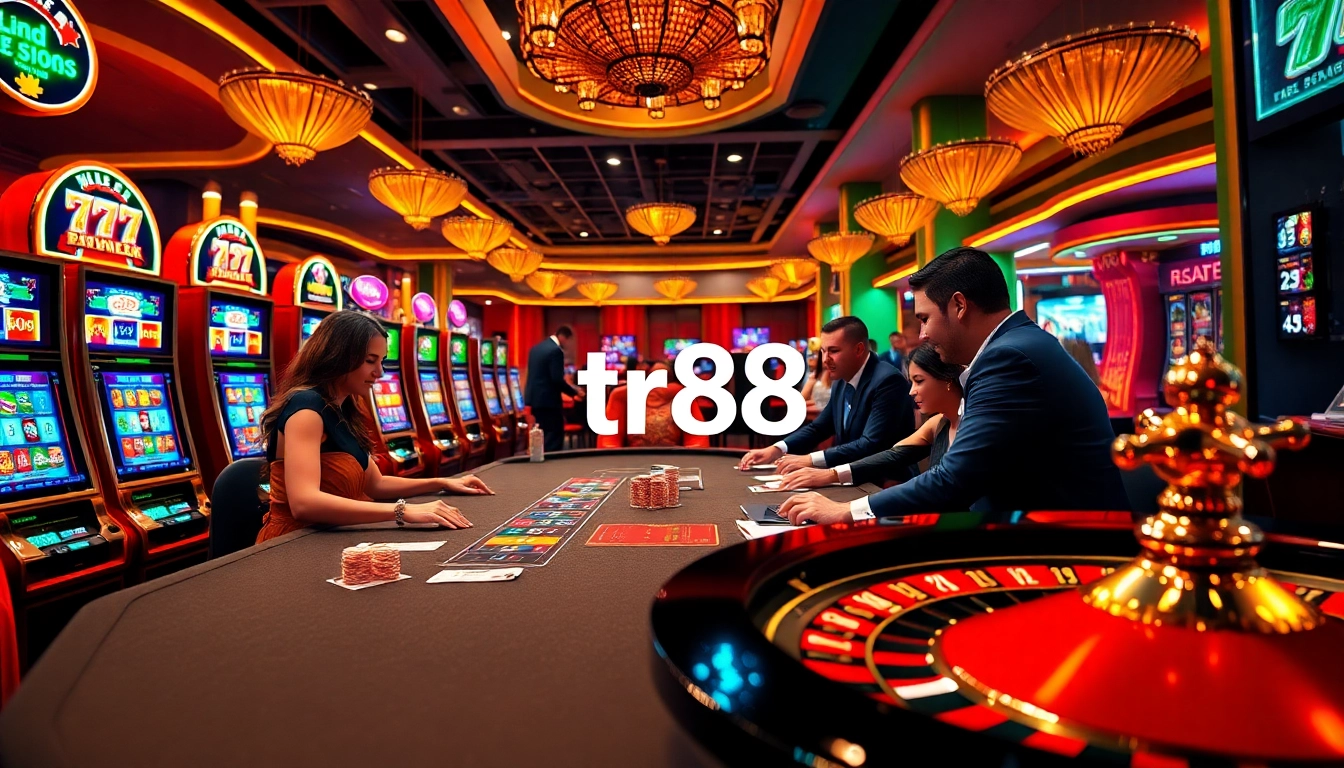 Experience the thrilling atmosphere of tr88 gaming with luxurious casino elements and vibrant excitement.