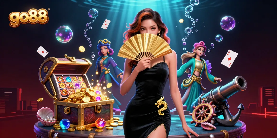 Experience thrilling gaming action at go88, featuring a stunning casino scene with treasure and excitement.