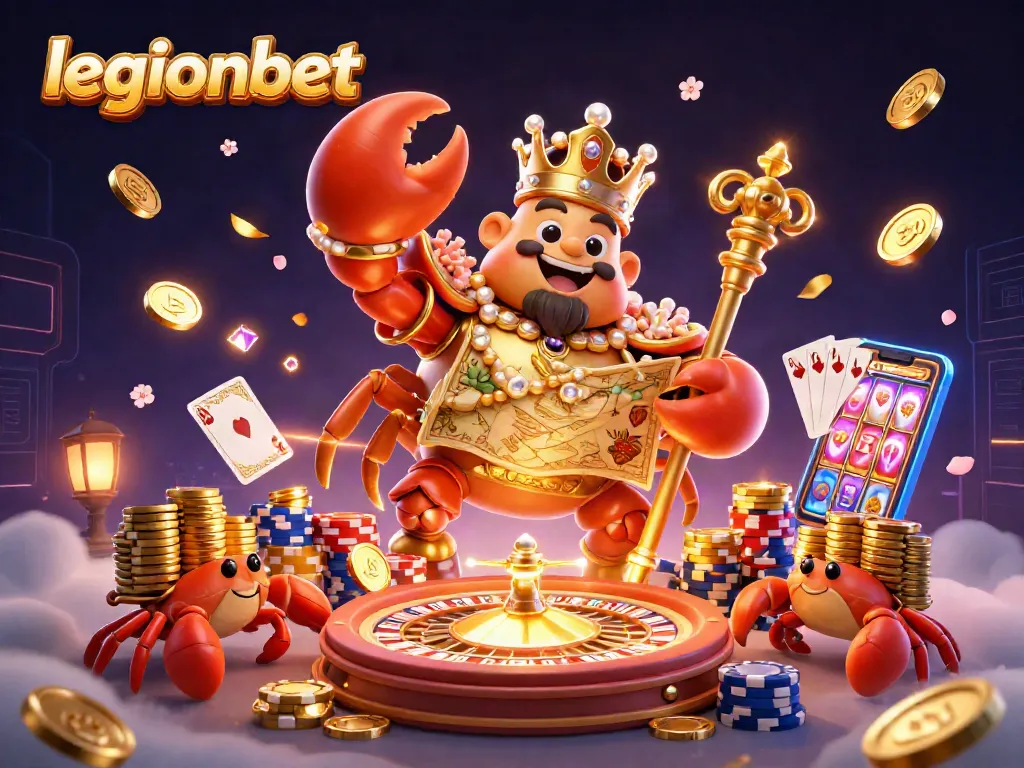 Experience the excitement at legionbet with a stunning 3D casino illustration showcasing bright games and action.