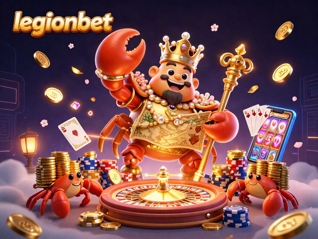 Experience the excitement at legionbet with a stunning 3D casino illustration showcasing bright games and action.
