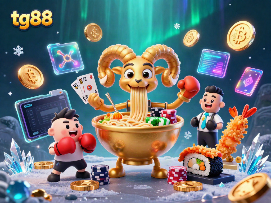 Experience thrilling casino action with tg88 in a vibrant 3D game scene featuring unique characters and crypto elements.