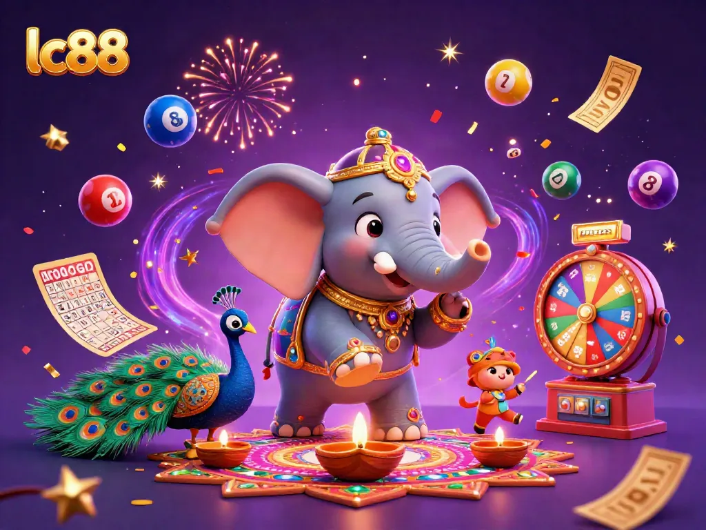 Engage in exciting gaming experiences with lc88 captured in a vibrant, celebratory illustration.