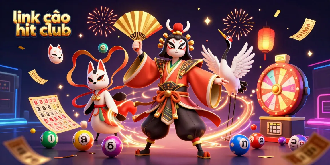 Engage in the vibrant world of link vào hit club with a dynamic 3D casino illustration filled with colorful lottery elements and celebration!