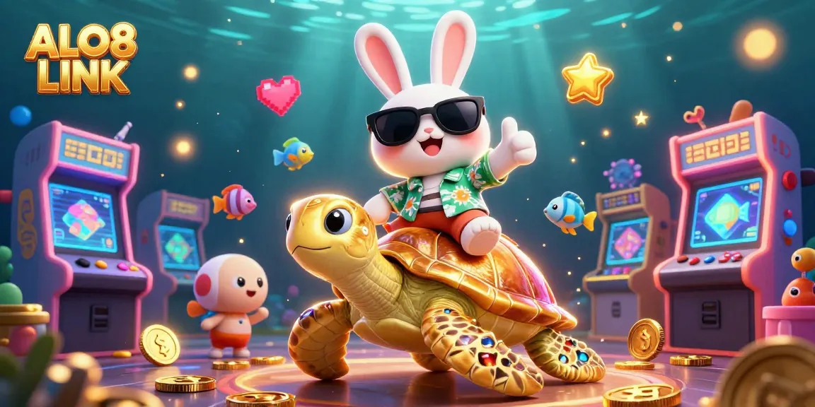 Experience the excitement of ALO8 LINK with this vibrant casino-themed 3D illustration.
