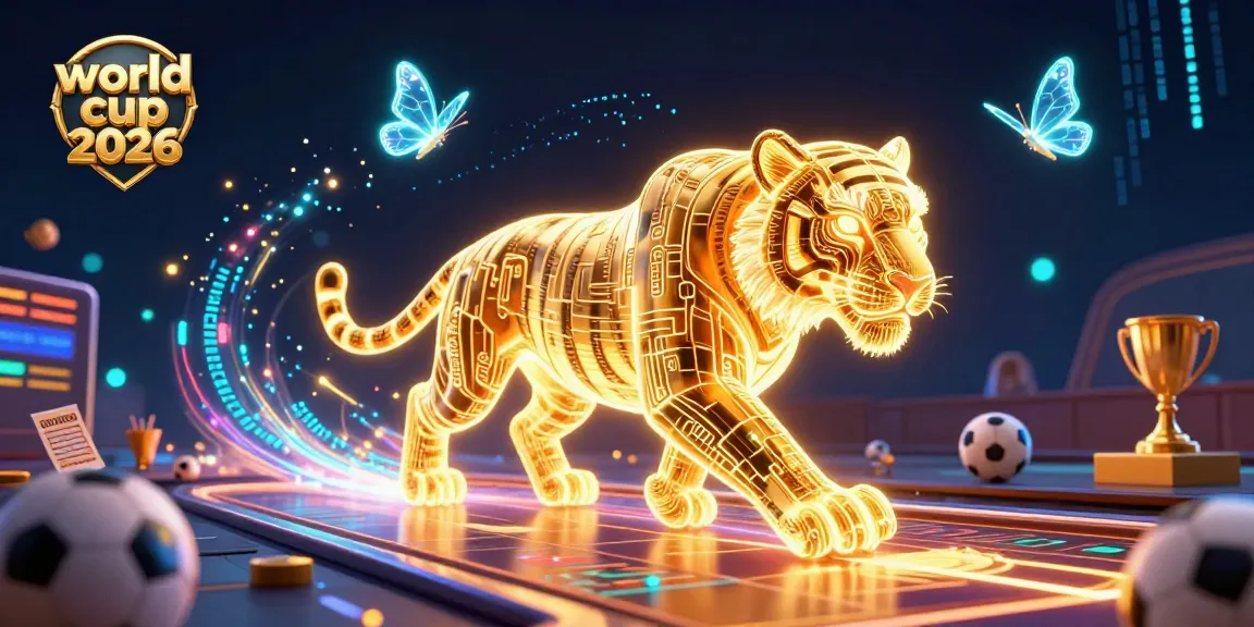 Engage in thrilling sports betting for the world cup 2026 as vibrant figures and symbols surround a neon tiger.