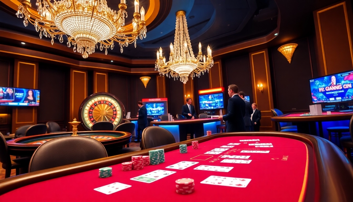 FLY88 players engaging at a luxurious poker table with colorful chips and cards.