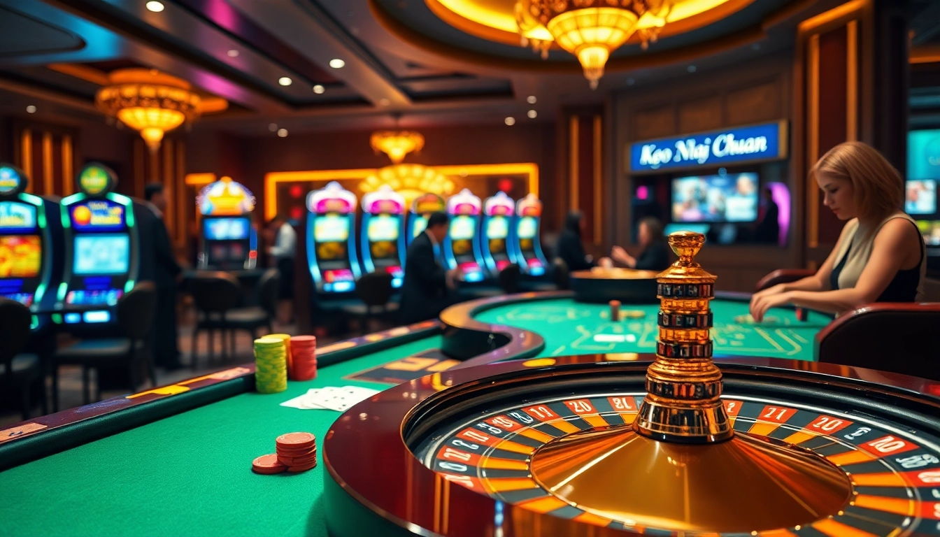 Engaging scene of keo nha cai chuan with vibrant casino tables and players in action.