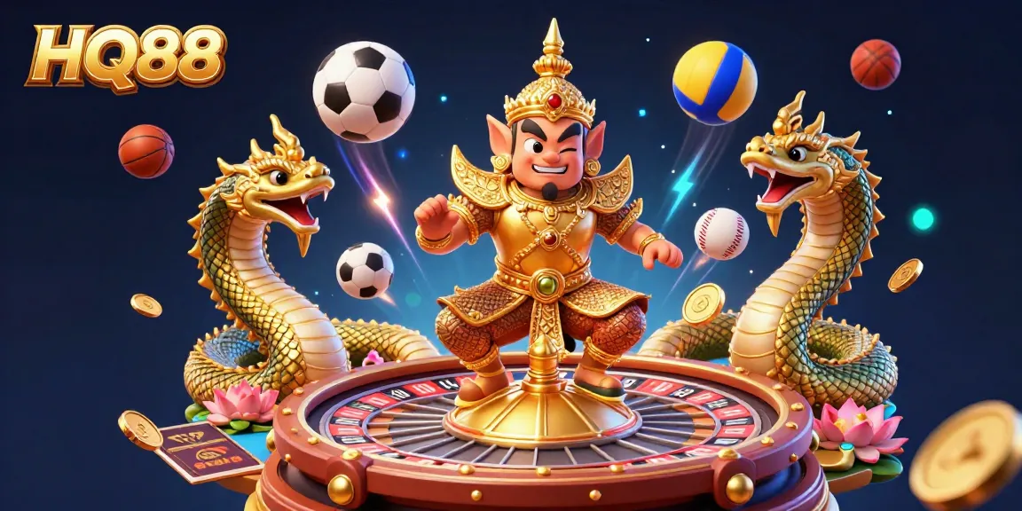 Experience exciting action with HQ88 as you spin the roulette wheel in a vibrant casino atmosphere filled with winning elements.