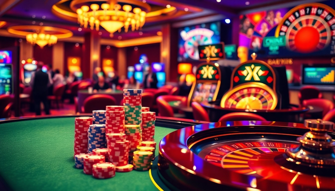 KJC promotes high-stakes excitement with lively casino gaming elements including poker tables and slot machines.