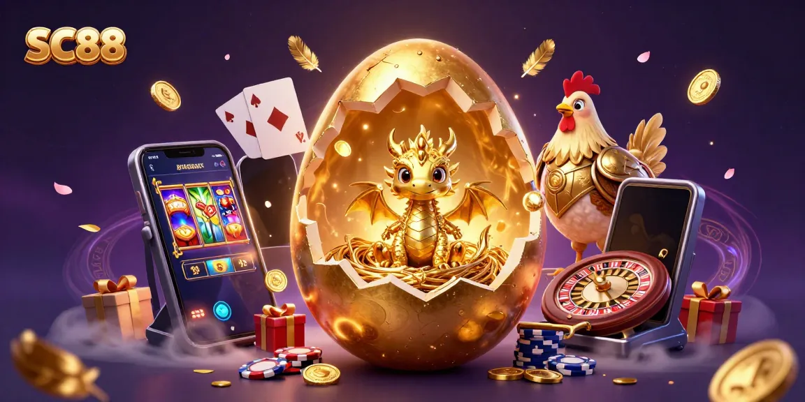 Experience thrilling gameplay at SC88 with a golden dragon revealing poker chips inside an enchanted casino.