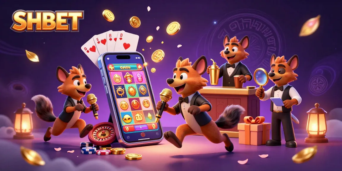 Experience the vibrant casino world of SHBET with hyenas entertaining as a comedian, bartender, and bouncer in a lively 3D scene.