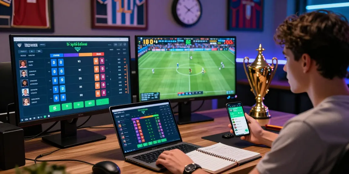 Engaged bettor analyzing tỷ lệ kèo nhà cái in a lively sports betting environment.