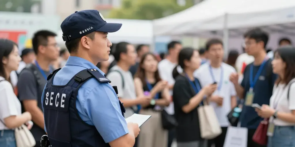 Security Guard ensuring safety at a local event, showcasing professional service delivery