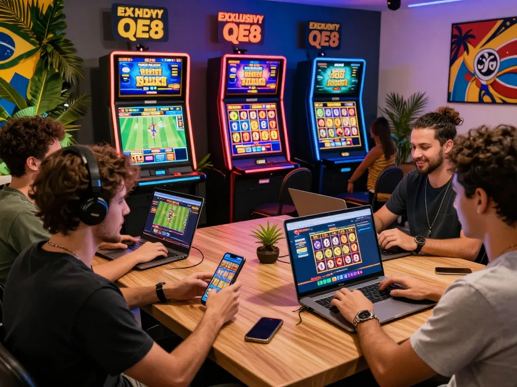 Engaging online betting experience at https://qe8.beer/ showcasing diverse users enjoying various games in a vibrant modern setting.