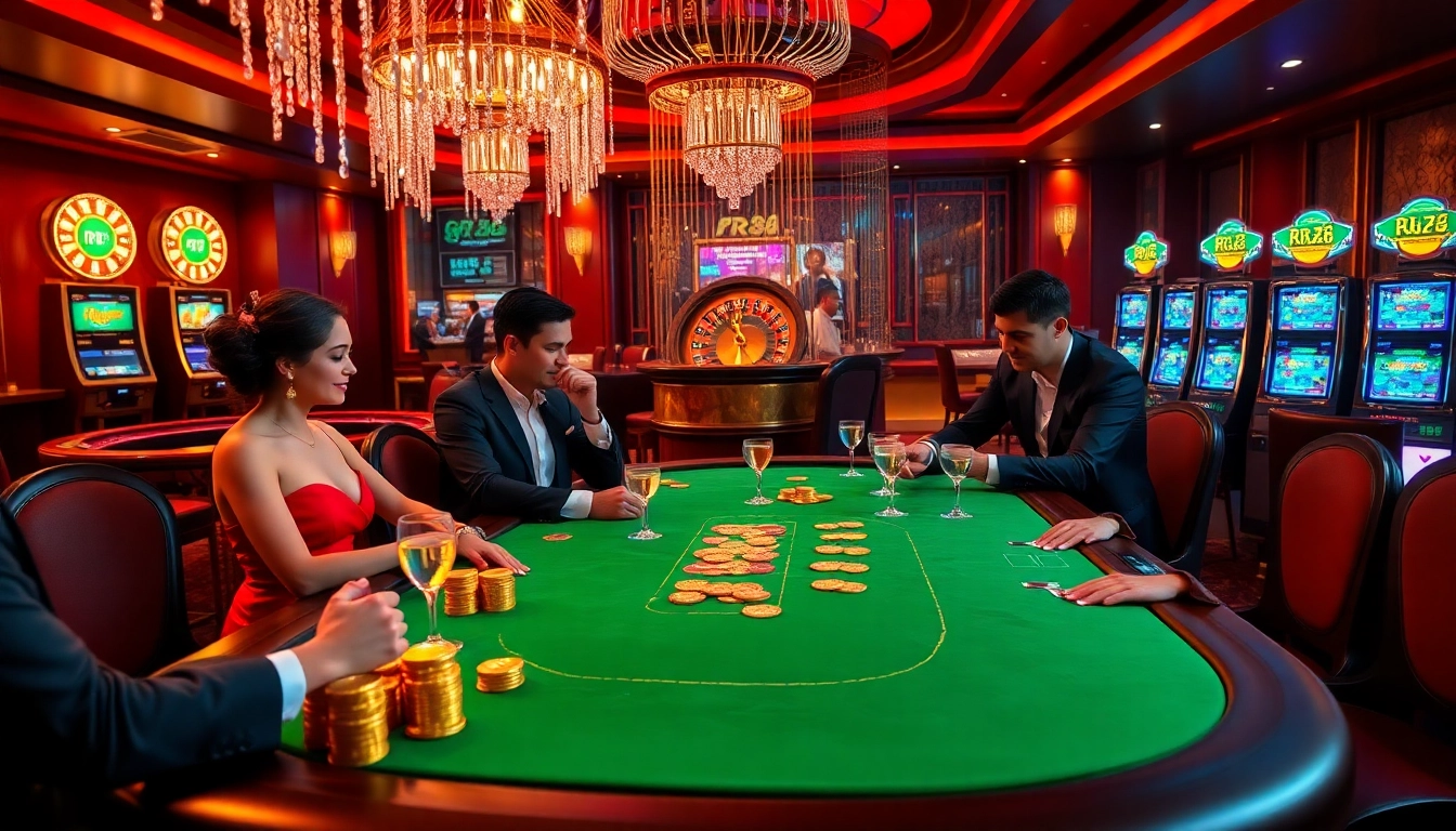 Experience the excitement of RR88 with a luxurious poker table and vibrant casino elements.