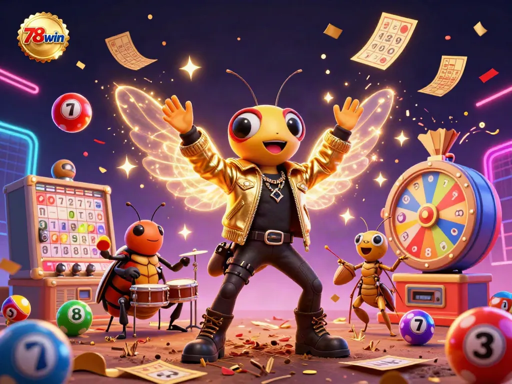 Experience the thrill of gaming with 78win's vibrant casino scene featuring exciting characters and dynamic elements.